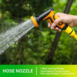 SANAOIND Heavy Duty Metal Garden Hose Nozzle,9 Adjustable Spray Patterns,High Pressure Hose Nozzle Sprayer with Front Trigger & Non-Slip Handle,for Watering Plants,Washing cars & Pets