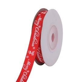 Trimming Shop Festive Reindeer & Snowflakes Grosgrain Ribbon for Gift Wrapping - 10mm x 10 Yards Red Xmas Craft Ribbon for Sewing, DIY Decorations, Wreaths & Christmas Trees