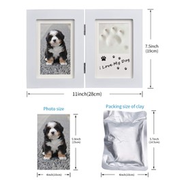 Goomis Pet Picture Frame and Pet Paw Prints Pet Memorial Photo Frame Kit, Keepsake Gift for Pet Owners, Great For Dog or Cat,White