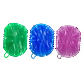 Beavorty Multi-Sided Massage Brush Set for Shower 3pcs Body Brush Massager Gloves Red Green Blue Color Random