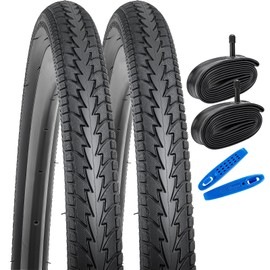 YUNSCM 2-PCS 26" Road Bike Tires 26x1.75/47-559 and 26" Heavy Duty Bike Tubes Schrader Valve Compatible with 26 X 1.75 Bike Bicycle Tires and Tubes (Y-1124)