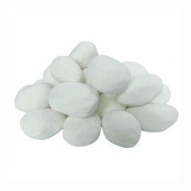 Fireplace Ceramic Pebbles 24 pieces, round lava pebbles, gas logs, for indoor and outdoor fireplaces and fire pits, decorative landscaping stones(White)