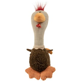 Tough 'N Fun Long Neck Rowdy Rooster Squeaky Chew Guard Dog Toy, Brown Large - : Our Soft Plush Dog Toys are Made with Chew Guard Technology, Which Adds Reinforced Seams and A Tough