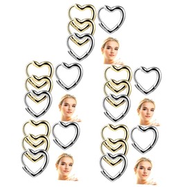 SAFIGLE Sets Classic Statement Earrings Heart Shape Hoop Earrings in Sterling Silver Pairs