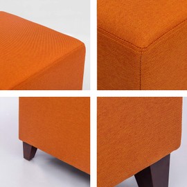 Asense Ottoman Small Fabric Square Foot Rest, Cube Footstool, Orange