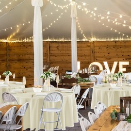 Fitable 8 Pack Round Tablecloths: Stain Resistant Wrinkle Free Circle Table Clothes, Washable Reusable Polyester Table Covers for Wedding Party Birthday Banquet Reception(Ivory, 84 Inch)