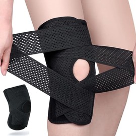 Knee Brace with Side Stabilizers, 1 PC Knee Compression Sleeve (Black, M)