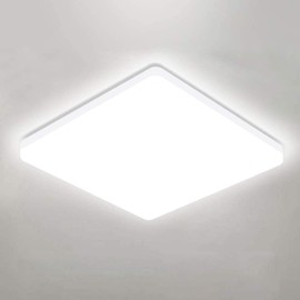 OOWOLF 25W 6000K LED Flush Mount Ceiling Light Fixture Ultra Slim, 12inch Waterproof Bathroom Square LED Ceiling Lamp Fixture Without Flicker, 85Ra+ Daylight White for Kitchen Bedroom Hallway Office