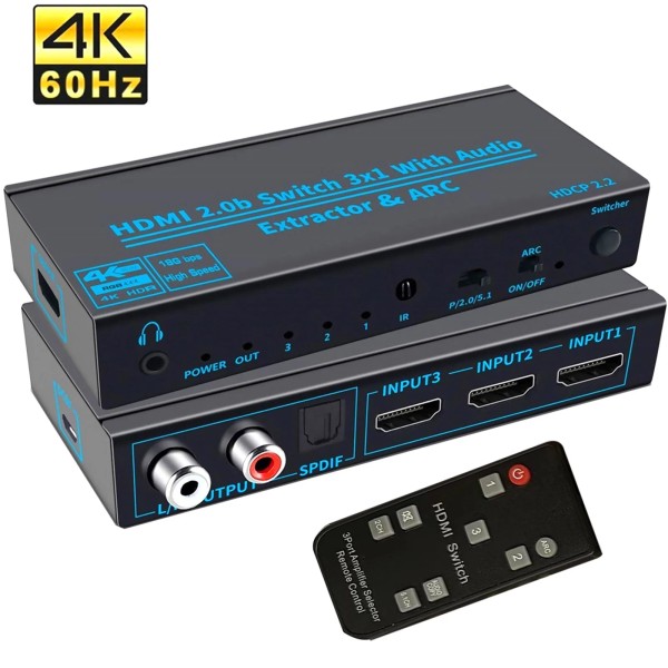 Universal 3-Port HDMI Switch 3x1 Switcher Selector Splitter 4K 1080P