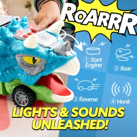 JOYIN 13 in 1 Dinosaur Toys for Kids 3-5, Triceraptor Dinosaur Truck with 12 Pull Back Cars, Birthday Gifts Toys for 3 4 5+ Year Old Boy, Transport Carrier Truck for Toddlers 3-4 Years