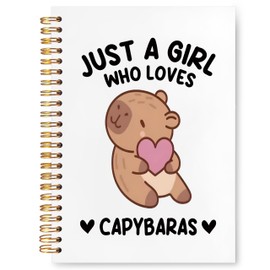 VIIJJUE Capybara Gifts Notebook Journal, Just a Girl Who Loves Capybaras Notebooks for Note Taking, Hardcover Spiral Journal 5.5x8.3 Inch(02)