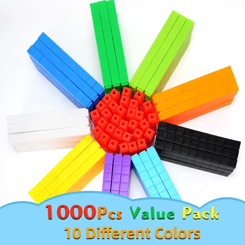 QUYSK 1000 Pcs Math Linking Cubes for Classroom, Kids Counting
