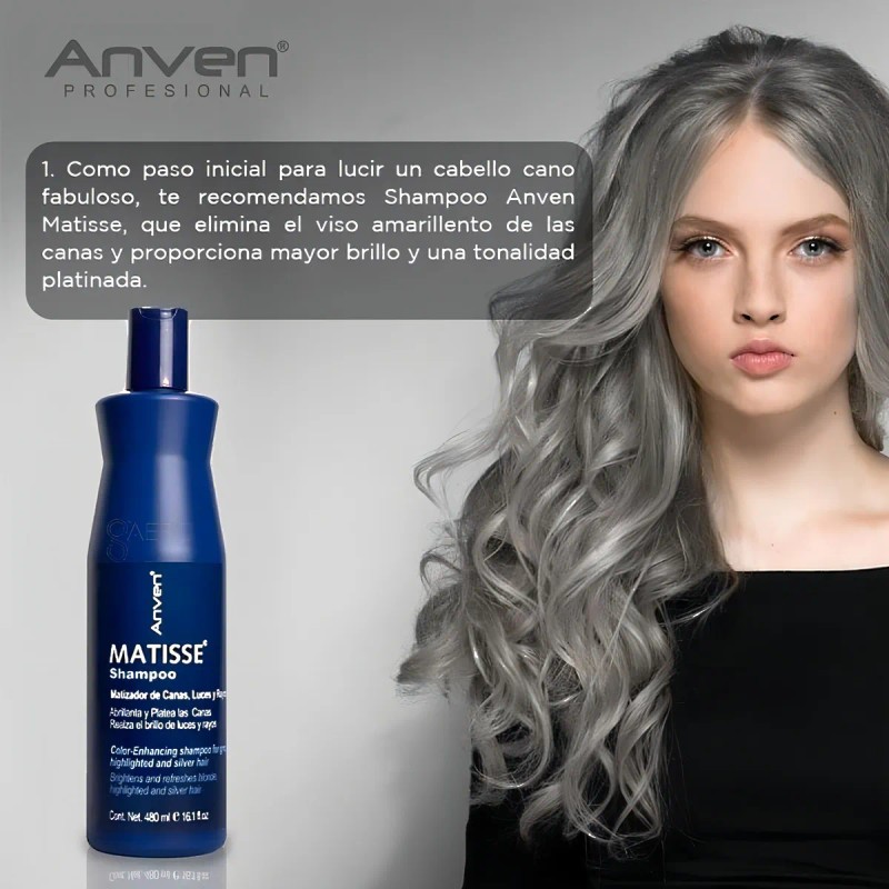 Shampoo Matizador De Canas, Luces, Rayos Matisse Anven 240ml