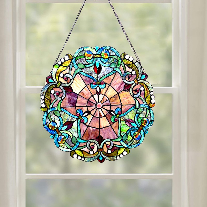 RADIANCE goods Tiffany-Glass Victorian Window Panel 20"