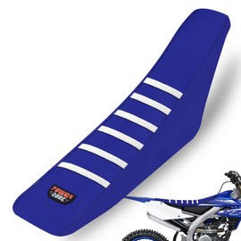 fewfuss Dirt Bike Seat Cover - White Stripe Universial Seat Cover for Dirt Bike - Motorcycle Motorcross Enduro Seat Covers (Blue)