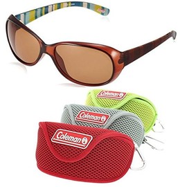 Coleman CLA01-2 Women's Polarized Sunglasses with Soft Case, Smoke Drive, Striped Pattern, Stylish, (Red), red
