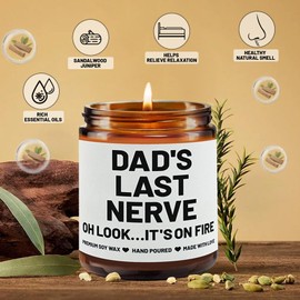 Dad Birthday Gift, Gifts for Dad, Fathers Day Funny Christmas Birthday Gifts from Daughter Son, Sandalwood Juniper Scented Candle for Him