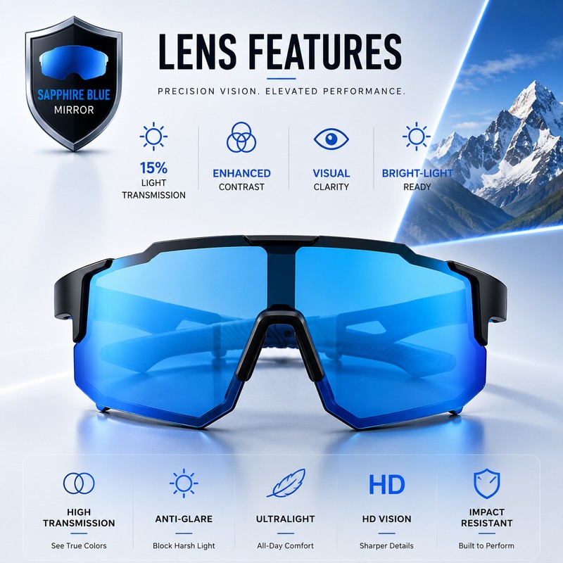 Performance Shield Sunglasses for Men & Women – Lightweight Wraparound
