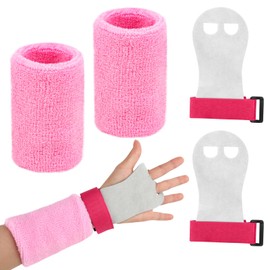 KILDOWS Griffpads Kinder, 1 Paar Turnen Griffpads mit 1 Paar Armbändern, Cross Training, Gymnastik, Pull Up Grips für Kinder, Trainingshandschuhe und Handgelenk Bandagen Fitness Set, Grip Pad