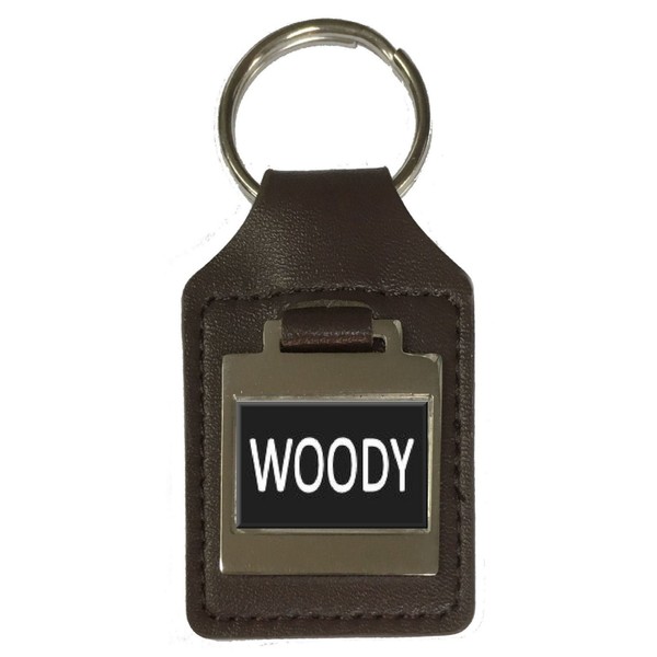 Leather Keyring Birthday Name Optional Engraving - Woody