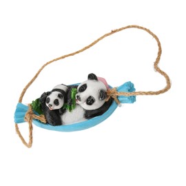 Swing Panda Statue Mother and Baby Panda Lying On The Swing Resin Garden Panda Image Swing Statue Garden Sculpture