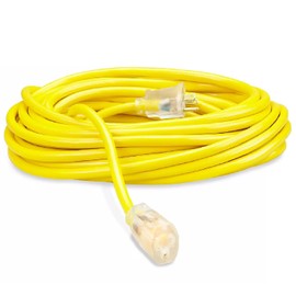 XtremepowerUS 50 ft Heavy Duty Outdoor Extension Cord 10/3 SJTW, Yellow, with 3 Prong Grounded Plug - 15 Amp Power Cord for Lawn, Garden, Appliances