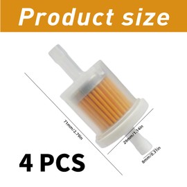 Set of 4 Petrol Filter 8 mm Universal Petrol Filter Lawn Tractor Fuel Filter Diesel for Motorcycle, Lawn Mower and Moped, Inline Filter for Briggs & Stratton Engines, Includes Diesel Filter Compatibility