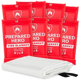 The Prepared Hero Emergency Fire Blanket - Simple and Easy to Use. Never Expires.:_8 Pack
