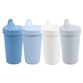 Re-Play Made in USA 10 Oz. Sippy Cups for Toddlers, Pack of 4 - Reusable Spill Proof Cups for Kids, Dishwasher/Microwave Safe - Hard Spout Sippy Cups for Toddlers 3.13" x 6.25", Cool Blues