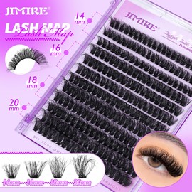 JIMIRE Individual Eyelashes 14-20MM Long Fluffy Cluster Lashes 150D Volume Lashes Individual Cluster Wispy D Curl Lash Clusters 240Pcs Russian Mink Eyelash Clusters