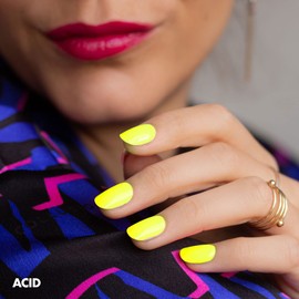 MOYOU LONDON Semi-cured UV Gel Strips - Pack of 20 - Gel Nail Foils UV Hardening for Manicure in Salon Quality - Set with Nail File & Wooden Cuticle Sticks - Neon Lemon