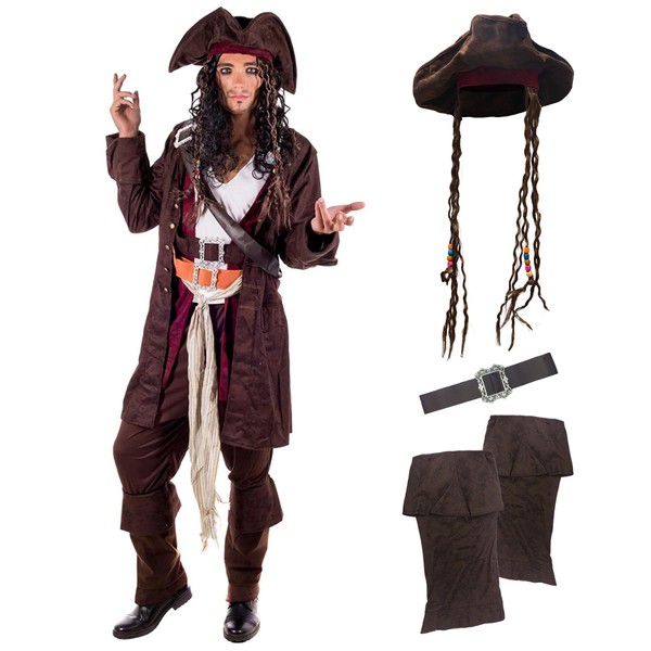Fun Shack Men's Pirate Costume, Men's Complete Pirate Costume, Men's