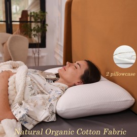 SerenLuna 100% Natural Talalay Premium Latex Pillow, Removable Cotton Cover Latex Bed Pillows for Sleeping (Soft, King Size)