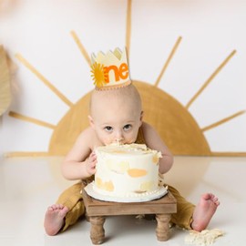 ZAIBIANHAO - Sombrero de corona de sol bohemio para primer cumpleaños, decoración de primera fiesta, hecho a mano de fieltro para niñas y niños (un sombrero de sol)