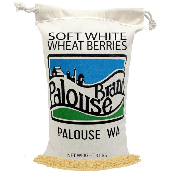 Soft White Wheat Berries | 3 LBS | Family Farmed in Washington State | 100% Desiccant Free | Non-GMO Project Verified | 100% Non-Irradiated | Kosher | Field Traced | Cotton Bag