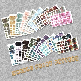 Toenail Polish Strips Marbling Print, DANNEASY 20 Sheets Adhesive Nail Stickers Full Nail Wraps Manicure Kit 1Pc Nail File, Cuticle Stick