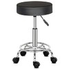 NALLBEIRRAA Round Rolling Stool PU Leather Height Adjustable Swivel Salon