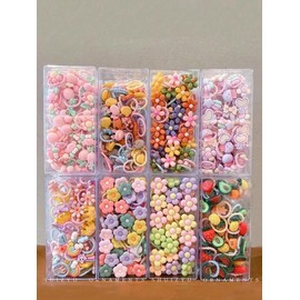 Random Style Cute Hair Ties, Flowers & Animal & Bow & Heart Decor Hair Ties for Girls