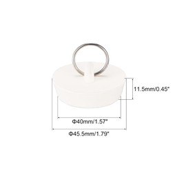 sourcing map Rubber Sink Plug, White Drain Stopper Fit 1-5/8" to 1-3/4" Drain with Hanging Ring for Bathtub Kitchen and Bathroom