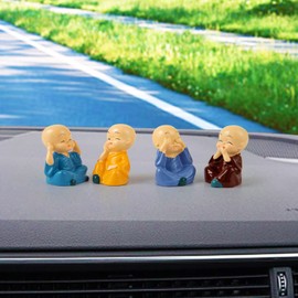 4pcs Cute Kongfu Monk Car Interior Display Decoration Car Seat Ornament Car Home Decor Gift (B)