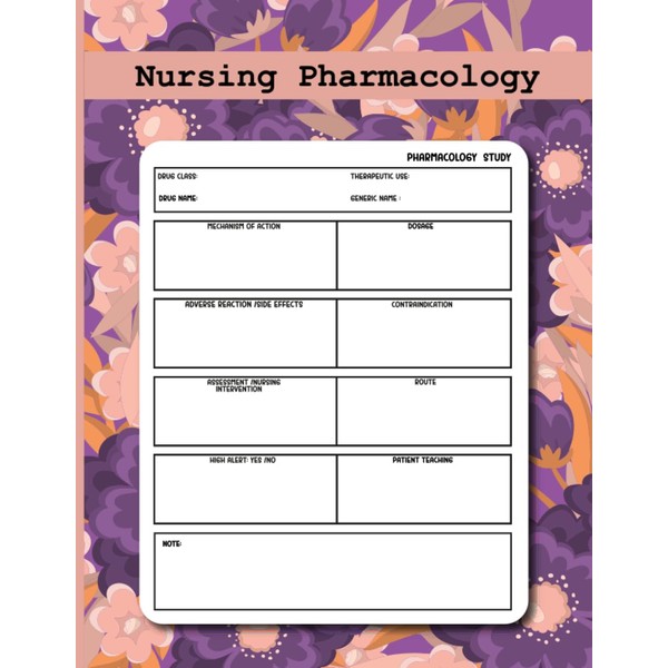 Nursing Pharmacology Blank Medication Template Notebook: Blank Template Notebook and