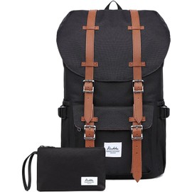 KAUKKO Travel Laptop Backpack Outdoor Rucksack Causal backpack Fits 15.6"(Nylon Black2pc)