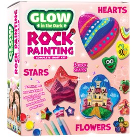 Heart, Flower & Star Shaped Rocks - Glow in The Dark Rock Painting Kit for Kids - Arts & Crafts Toys for Kids Ages 6-12 - Valentines Day Craft Kits - Birthday Gifts for 6 7 8 9 10 11 12 Year Old Girls