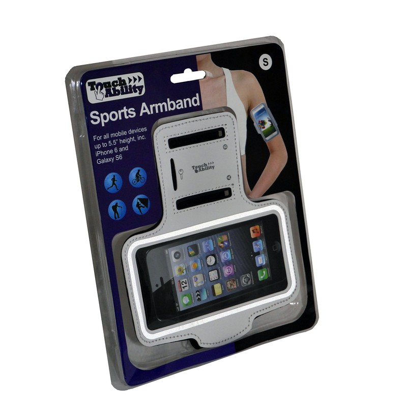 TouchAbility Universal Sports Armband For Mobile Phones (Small, White)