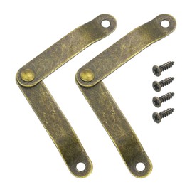 sourcing map 2Pcs 3.86"x0.39" Folding Support Lid Hinges, Lift Up Lid Stay Hinge, 180 Degree Rotatable Metal Retro Hinges with Screws for Wooden Cases Boxes Display Trunk Chest, Bronze
