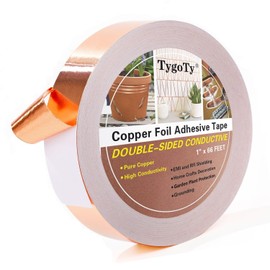 TygoTy Copper Foil Self-Adhesive Tape 1inch X 66 FT 100% Pure Copper Double-Sided Conductive for Guitar, Stained Glass Soldering, Slugs,EMI Shielding, Crafts DIY, Electrical Repairs and Grounding