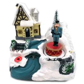 Glac Store Mobile Christmas Village Landscape Christmas Castle Moving with Light and Music Sounds Animated Decoration Various Models (Village with Soldier)