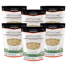 LIVIVA Organic Shirataki Fettuccine with Oat Fiber, Low-Calorie Pasta made from Konjac Root, Non-GMO, Gluten Free and Keto Certified 14.11 Ounce (Pack of 6)