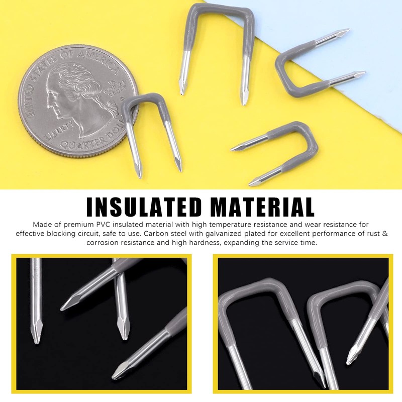 Mardatt 540 Pcs Insulated U Staple Nail Assortment Set with