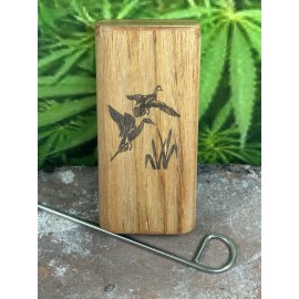 Reloadable Smoke Shop 4" Duck Hunter Canary Wood Slide Top Dugout With One Hitter, Poker & Spring
